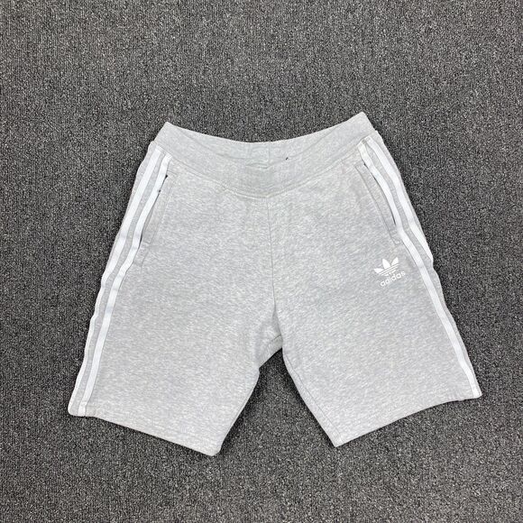 Adidas Shorts Gray Drawstring Casual 3 Stripes Shorts Youth Size Medium 11/12 - Picture 1 of 5